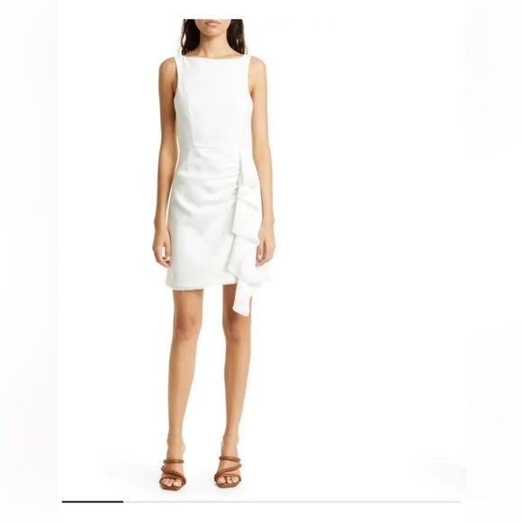 Cinq a Sept Bethel Ruffle Mini Dress Ivory size 12 - Picture 2 of 16